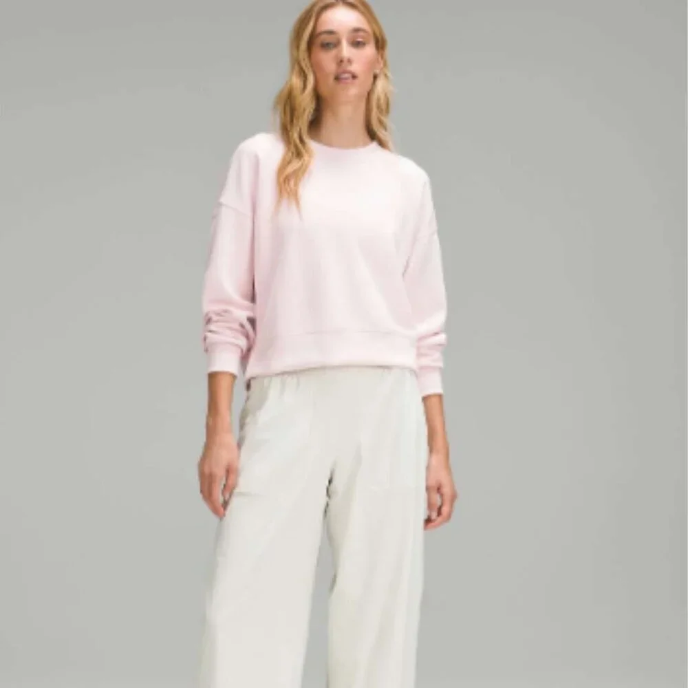 LULULEMON Perfectly Oversized Cropped Crew Softstreme Sweatshirt Pink Size 14